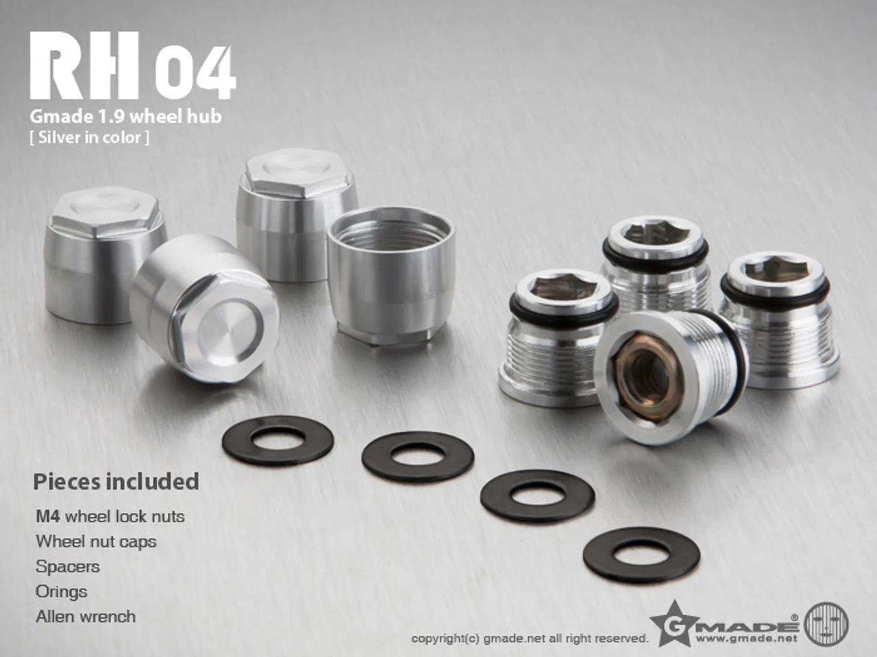 Gmade GM70142 1.9 RH04 Wheel Hubs Silver 4Pcs 6 Gmade GM70142 1.9 RH04 Wheel Hubs Silver 4Pcs - Image 4