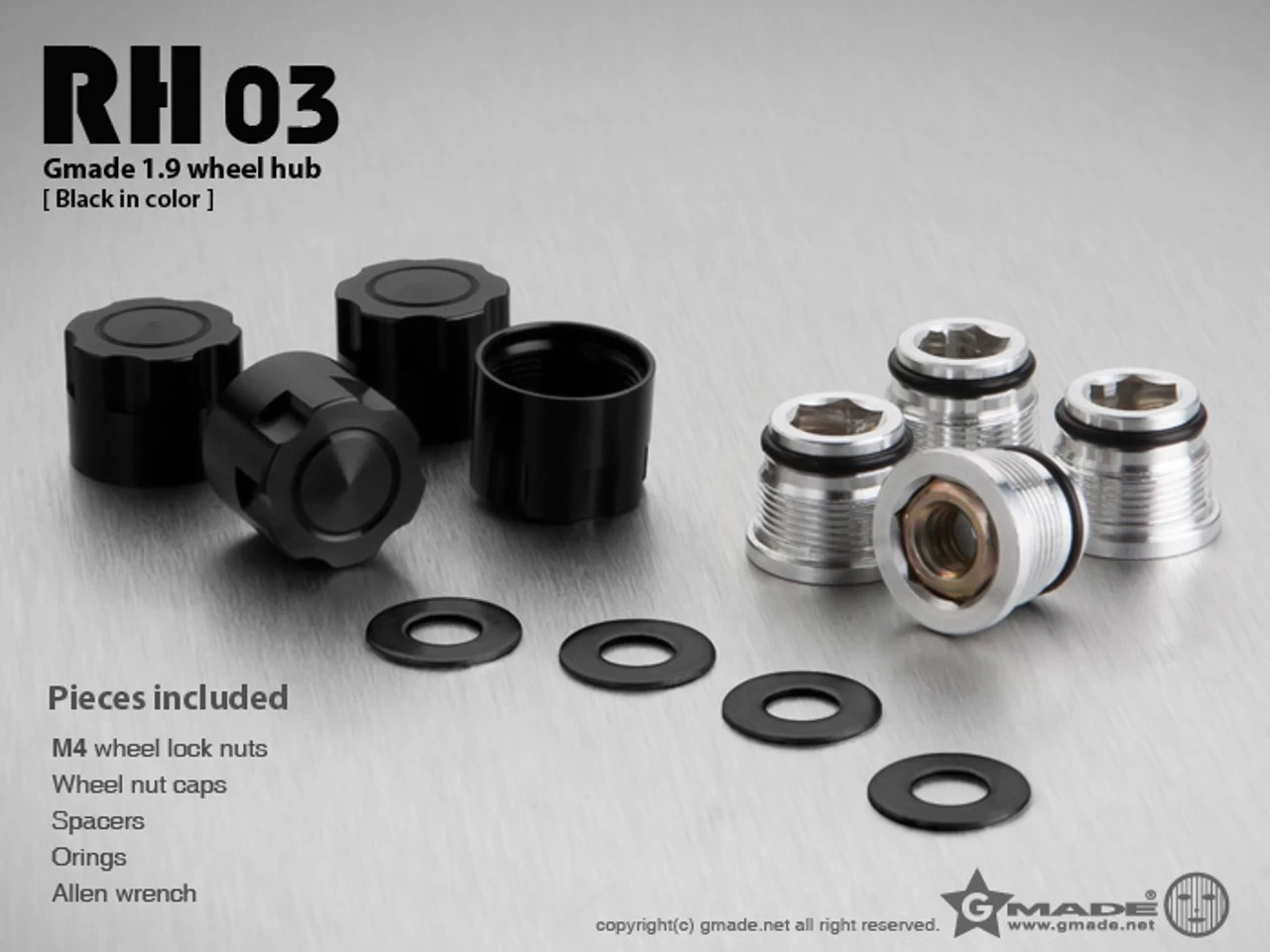 Gmade GM70134 1.9 RH03 Wheel Hubs (Black) (4) 6 Gmade GM70134 1.9 RH03 Wheel Hubs (Black) (4) - Image 4