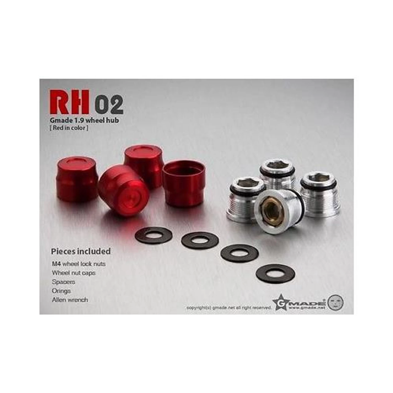 Gmade GM70121 1.9 RH02 Wheel Hubs Red (4) 5 Gmade GM70121 1.9 RH02 Wheel Hubs Red (4) - Image 3