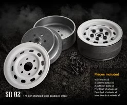 Gmade GM70176 1.9 " SR02 Beadlocks Wheels (Gloss White) 2pcs For 1.9inch Size Tires