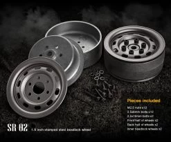 Gmade GM70177 1.9 " SR02 Beadlocks Wheels (Uncoated Steel) 2pcs For 1.9inch Size Tires
