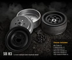 Gmade GM70184 1.9 " SR03 Beadlocks Wheels (Matt Black) 2pcs For 1.9inch Size Tires