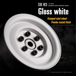Gmade GM70186 1.9" SR03 Beadlocks Wheels Gloss White 2pcs For 1.9 Inch Tires -Remote controlled off-road vehicle store 602834 14914.1529769308