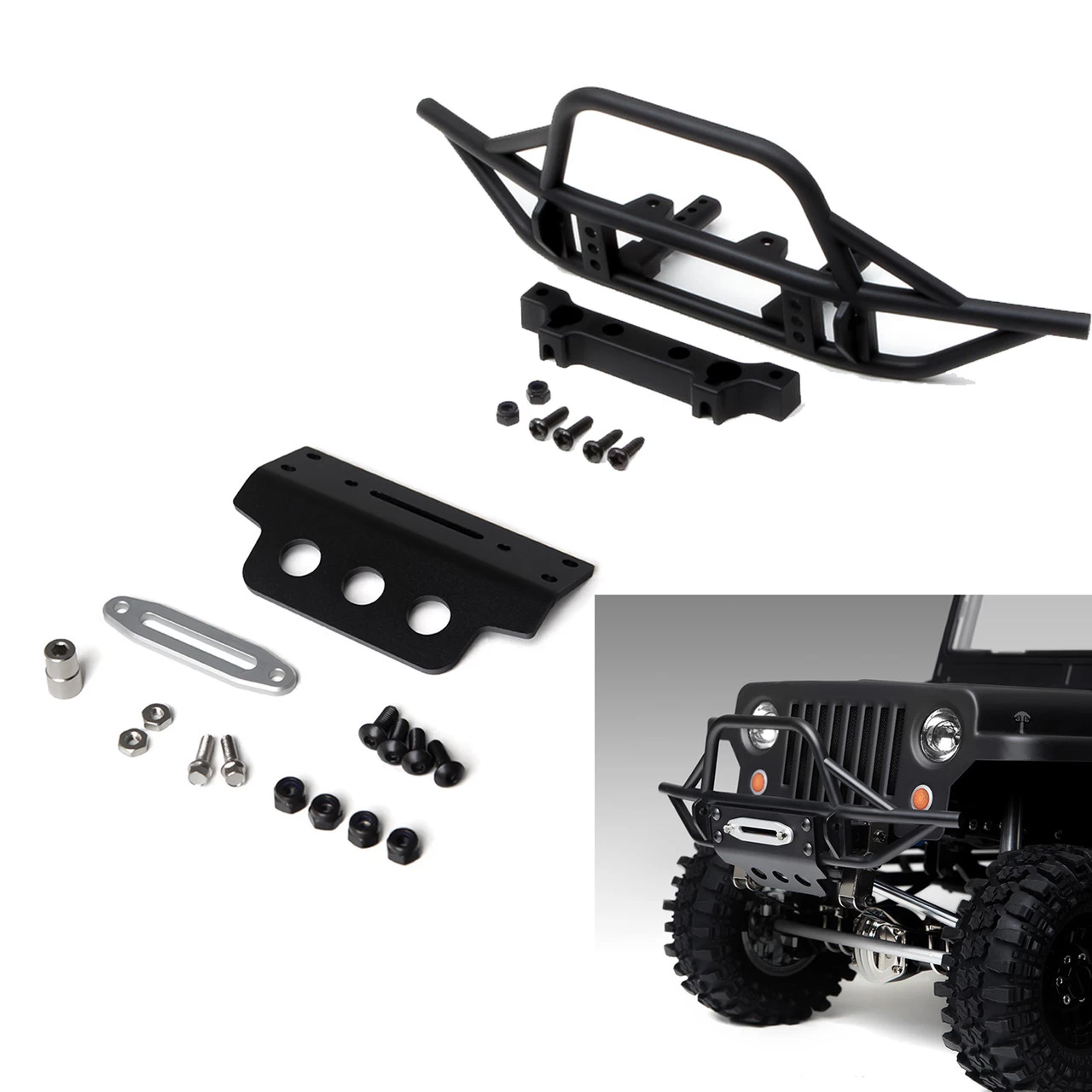 Gmade GM30010 GS01 Front Tube Bumper W/ Black Aluminum Skid Plate GS01 Chassis 3 Gmade GM30010 GS01 Front Tube Bumper W/ Black Aluminum Skid Plate GS01 Chassis