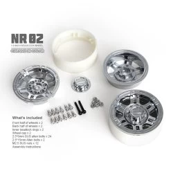 Gmade GM70265 1.9" NR02 Beadlock Wheels Chrome (2) For 1.9" Tires / 12mm Hex -Remote controlled off-road vehicle store 639295 17488.1687716962
