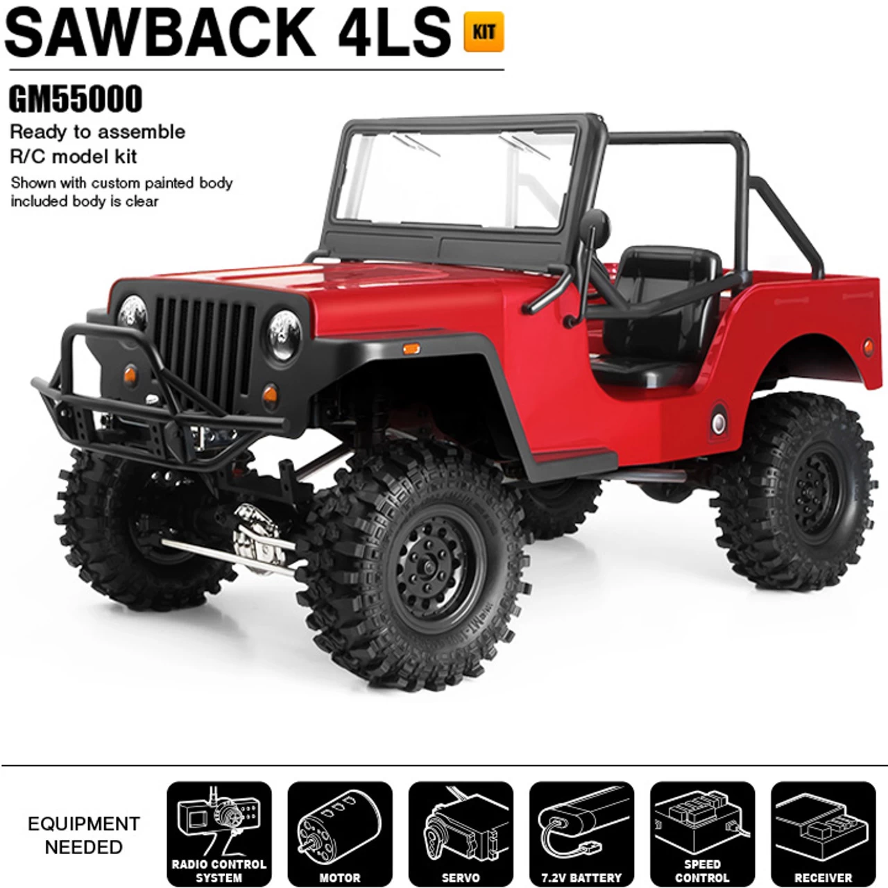 Gmade GM55000 1/10 GS01 4WD Sawback 4LS (4 Link) Kit W/ Clear Body